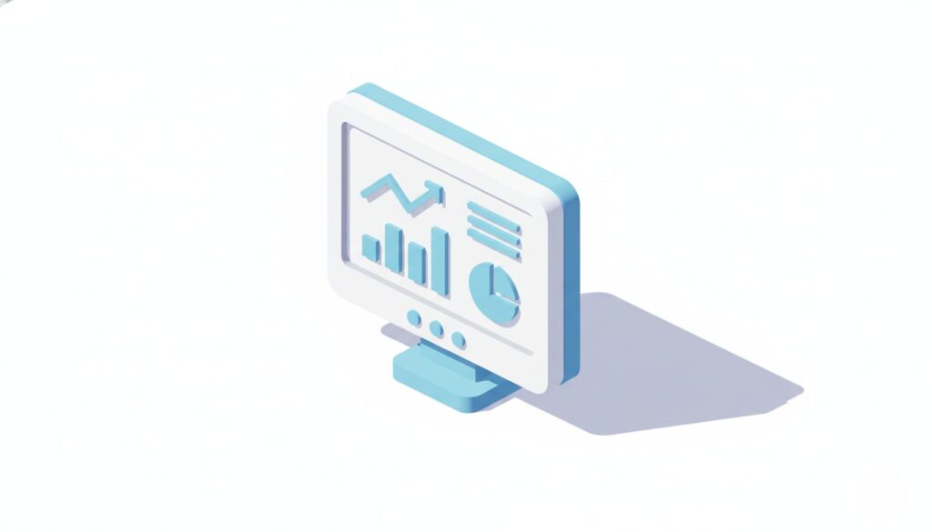 シミュレーション結果を表示するモニターのミニチュア図。資産変動の予測イメージ。