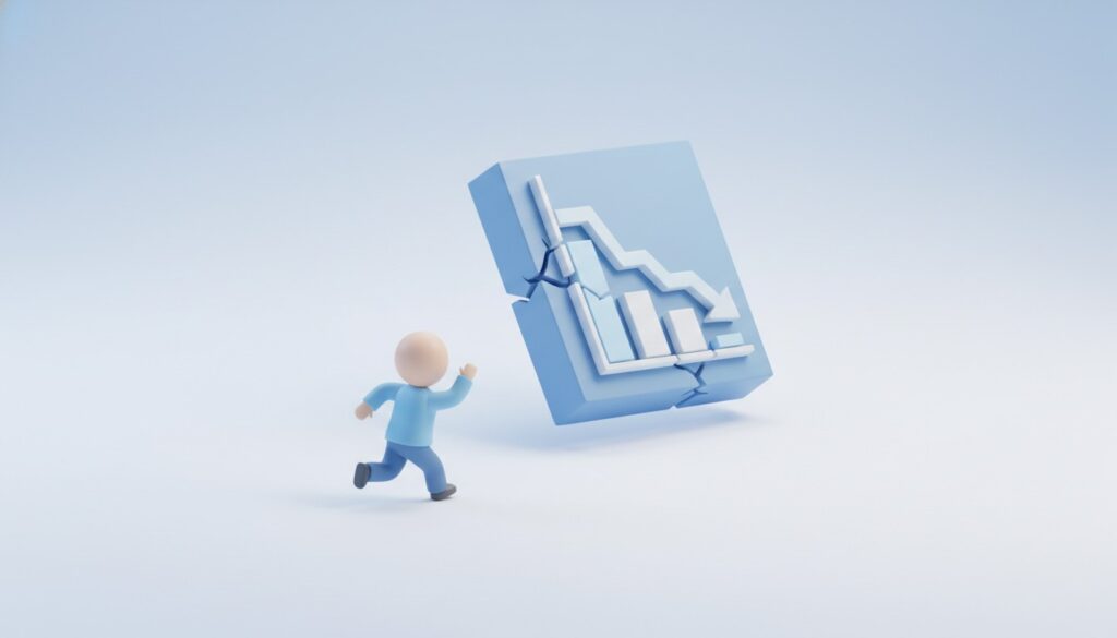 投資の失敗事例と心理的なパニック状態のイラスト