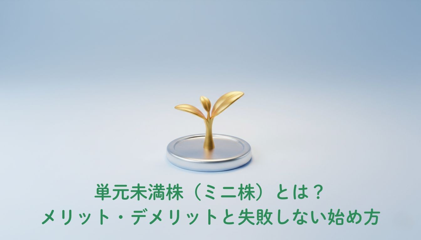 1枚の硬貨から芽が出る様子を描いた3Dイラスト。単元未満株（ミニ株）で少額から資産形成を始めるイメージ。