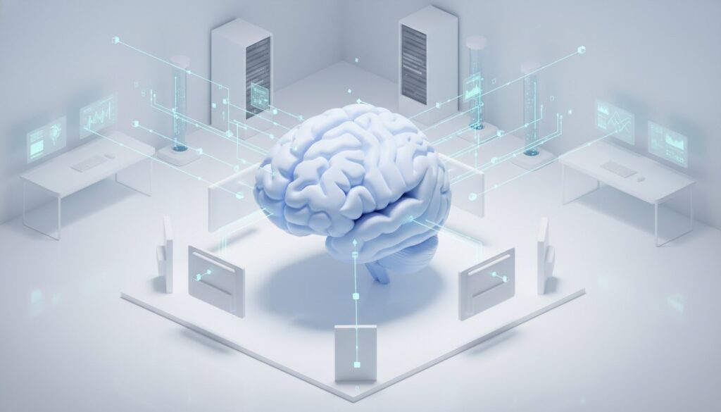 人間の脳の仕組みと投資判断のメカニズムを示す図解